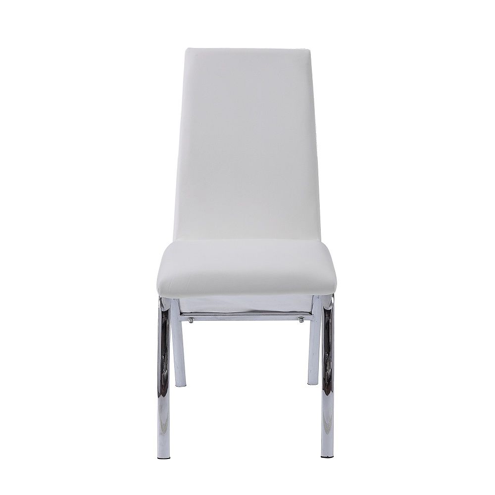 Pervis - Side Chair (Set of 2) - White Synthetic Leather & Chrome