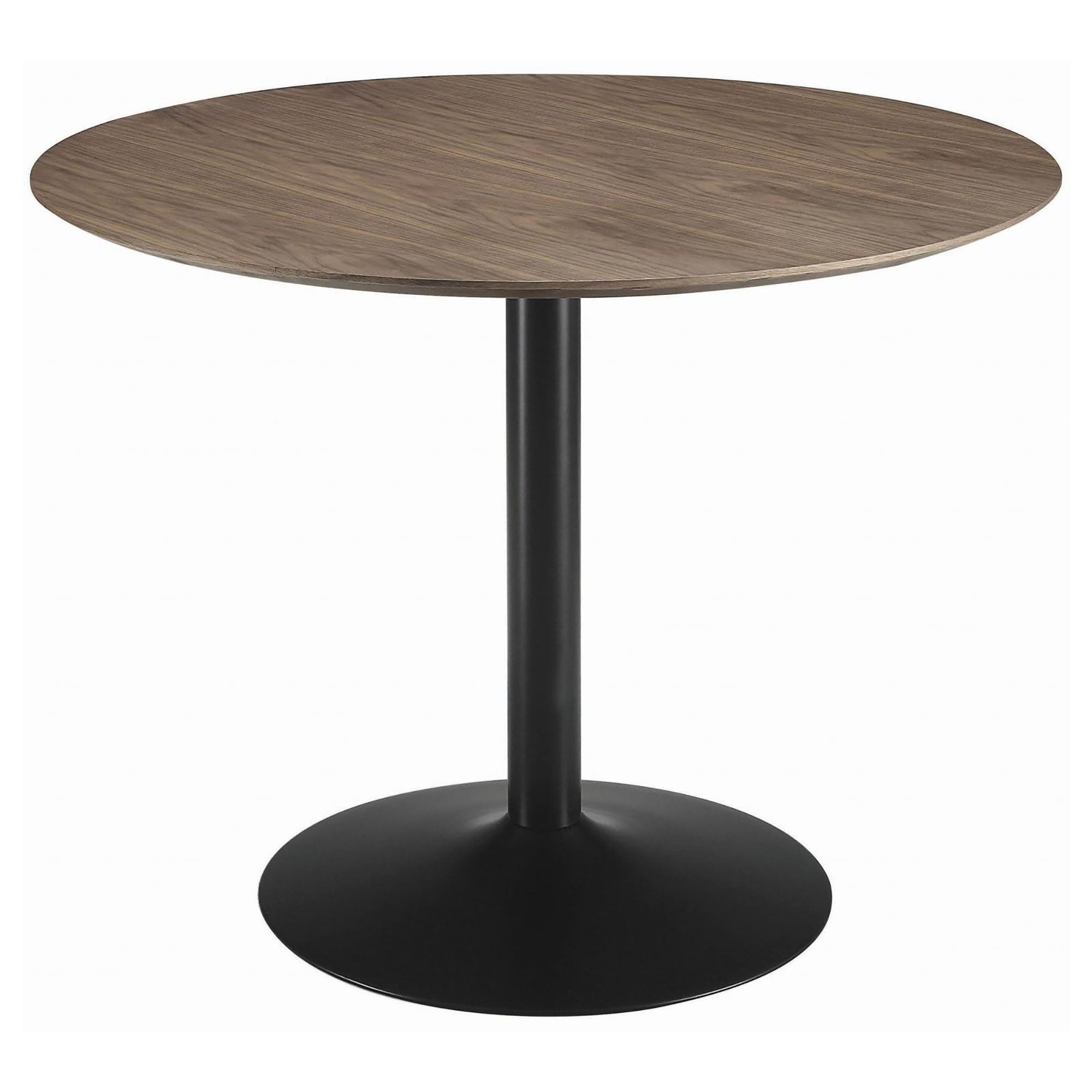 Round Dining Table With Pedestal Base - Warm Walnut