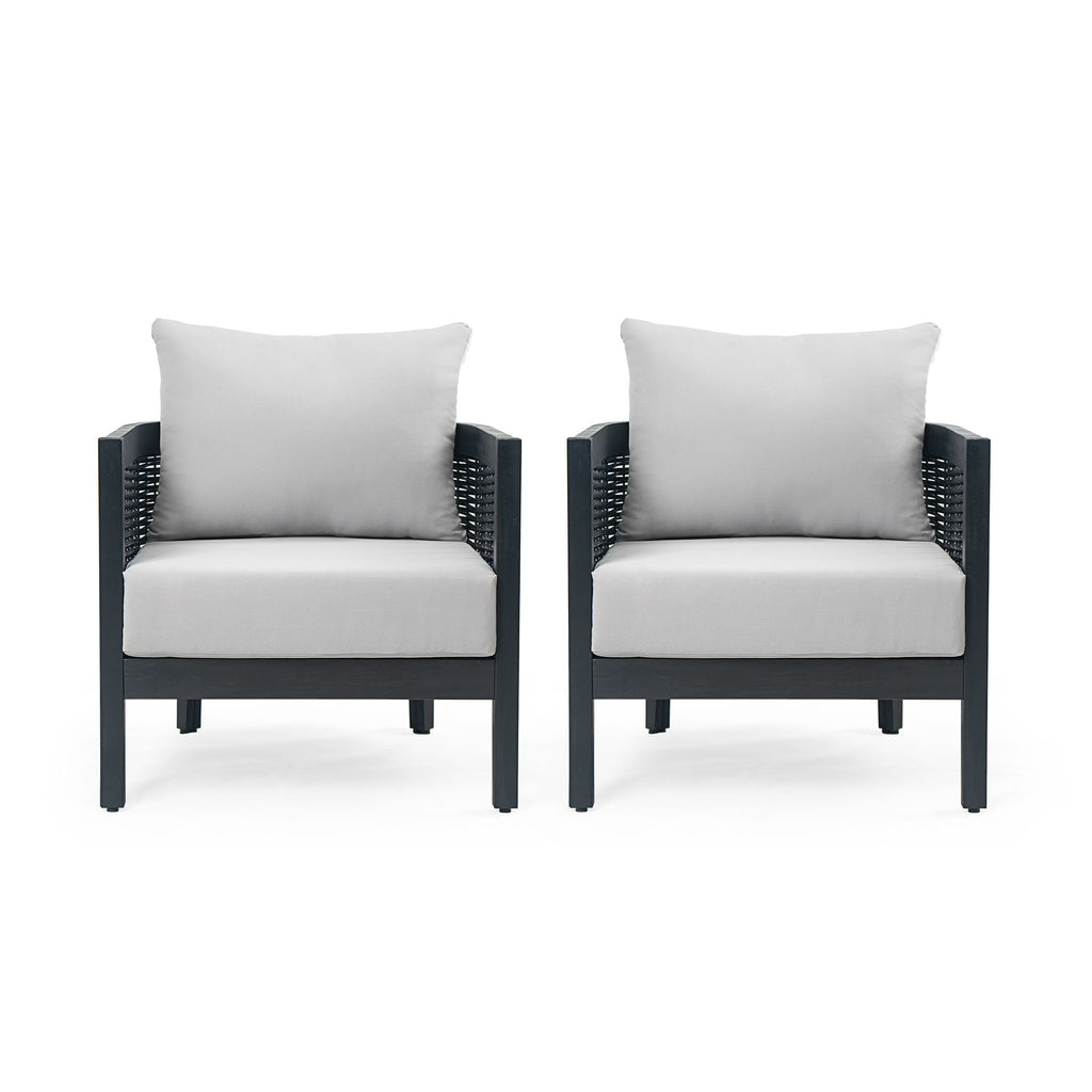 Outdoor Acacia Wood Club Chairs With Cushions