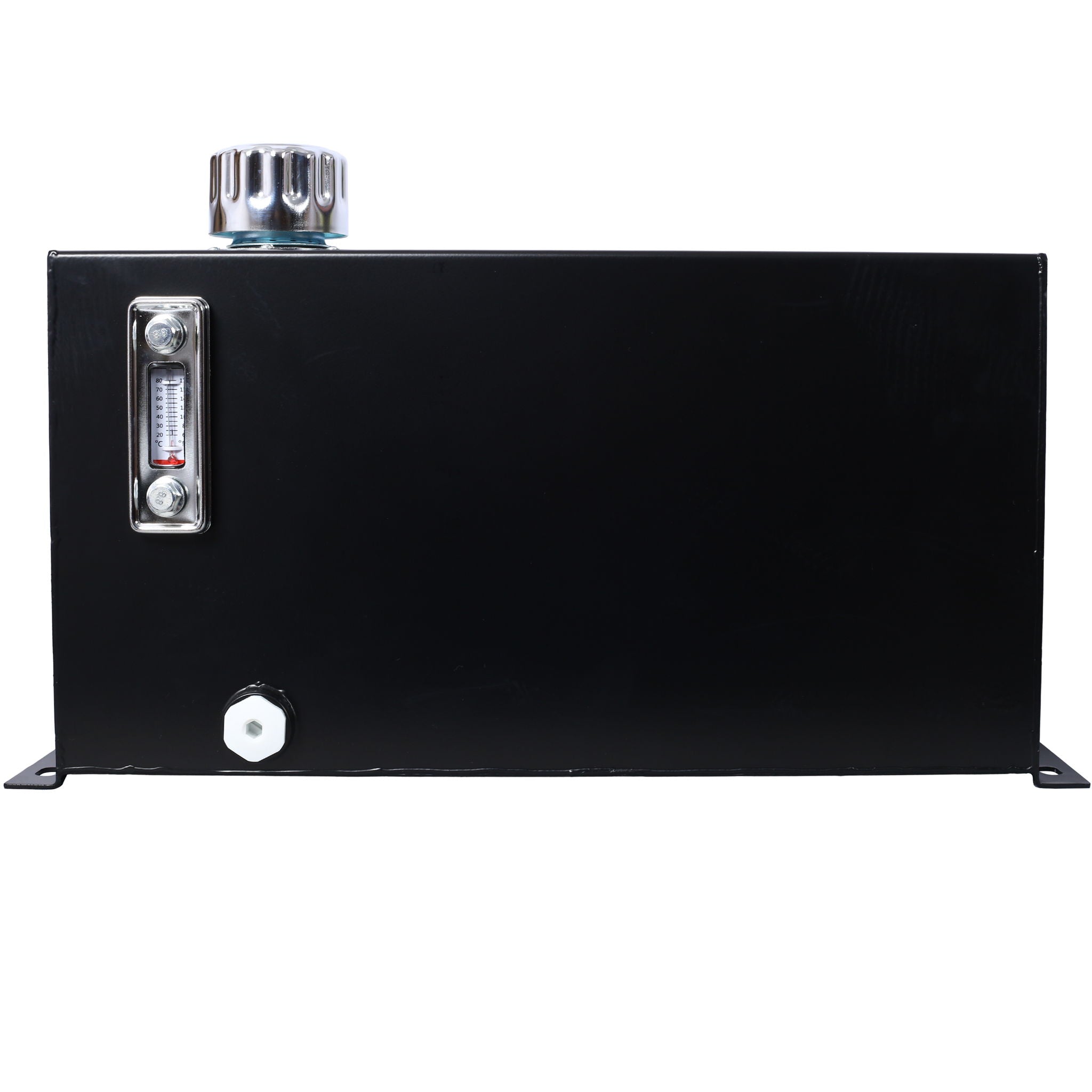 Heavy Duty Hydraulic Fluid Tank 10 Gal Steel Reservoir With Strainer, Gauge & Breather Cap For Tractors & Trucks - Black