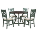 5 Piece Round Dining Table And Chair Set With Unique Legs And Hollow Chair Back