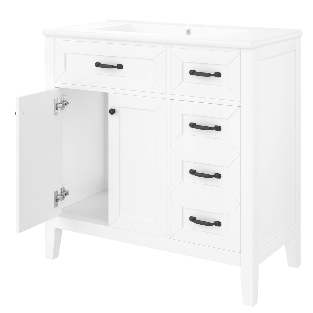 Modern Bathroom Vanity With Sink, Freestanding Design With Drawers And Doors