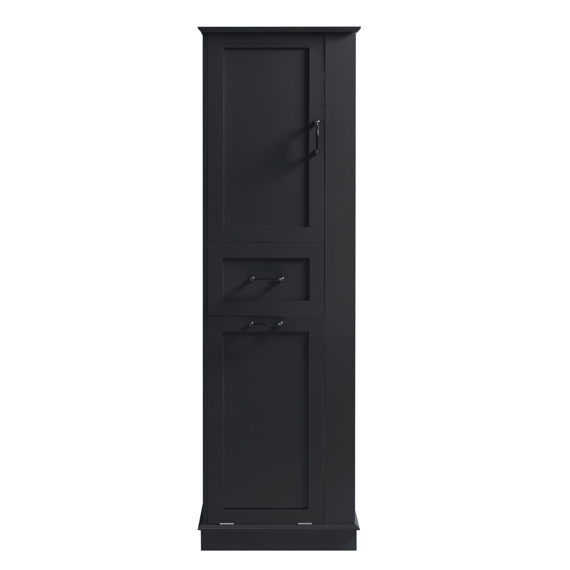 Modern Tall Storage Cabinet With Tilt-Out Compartment, Adjustable Shelves
