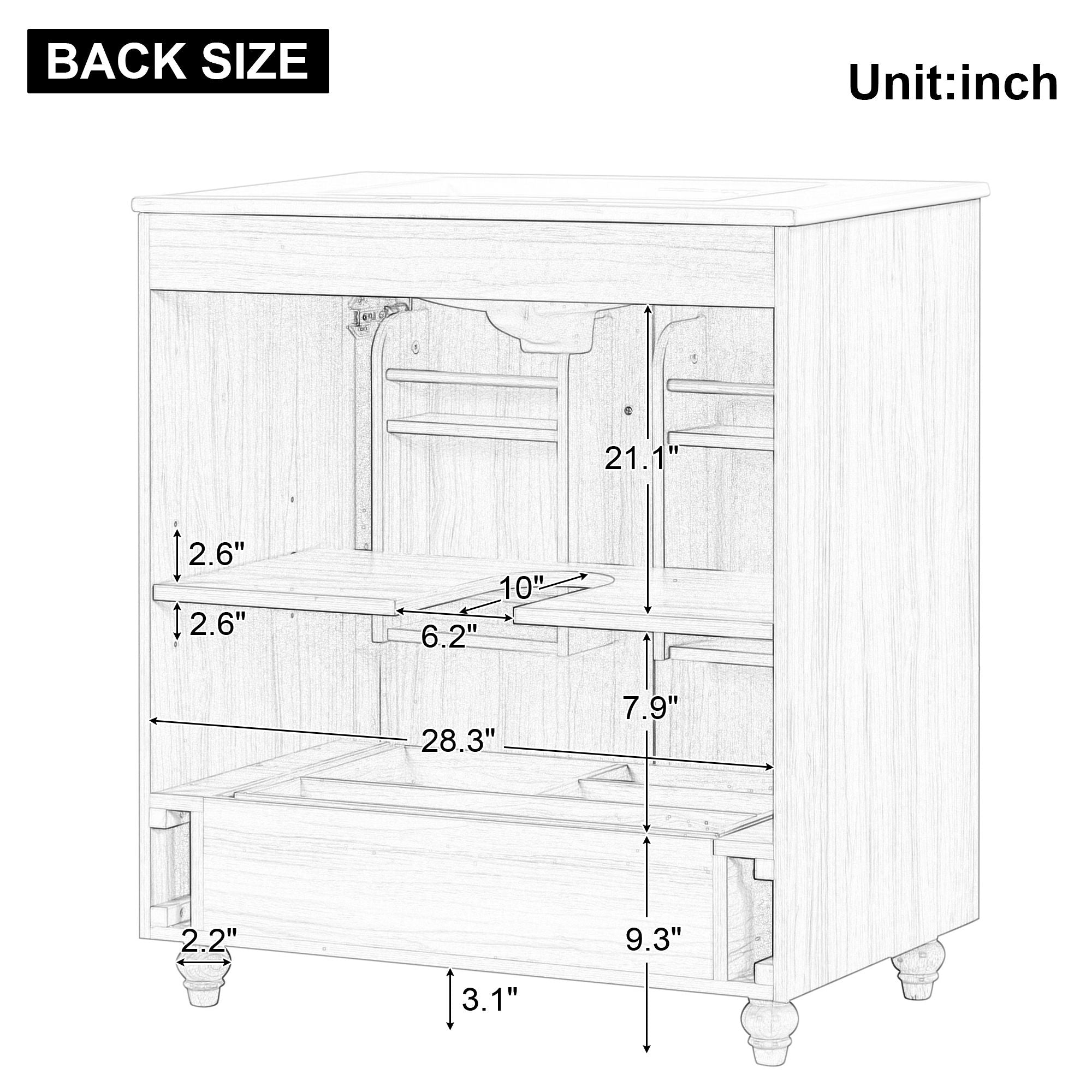 30" Bathroom Vanity With Sink, Cabinet With Doors And Drawer, Rectangular Shape - Natural