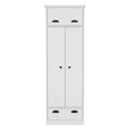 Dresser Closet With Upper Storage Covered With 1 Door, 2 Central Shelves, 1 Tube For Hanging Clothes Covered By 2 Doors, 1 Drawer At The Bottom - White