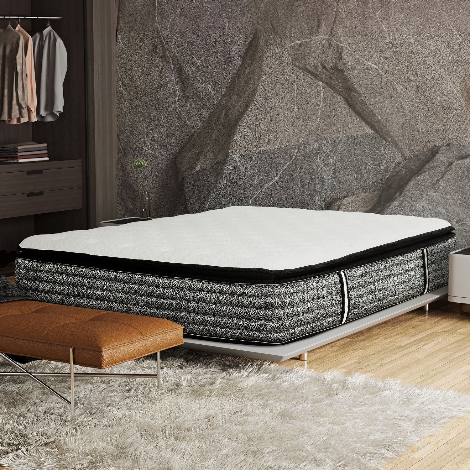 14" Premium Pocket Coil Hybrid Mattress With Gel Memory Foam, Super Plush - Gray / White - King