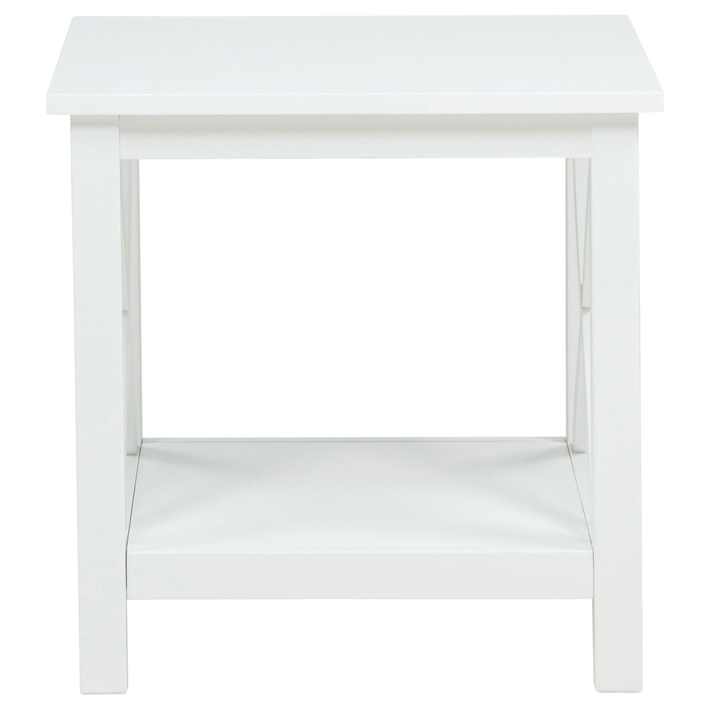 Slater - End Table With X Frame Trim - White