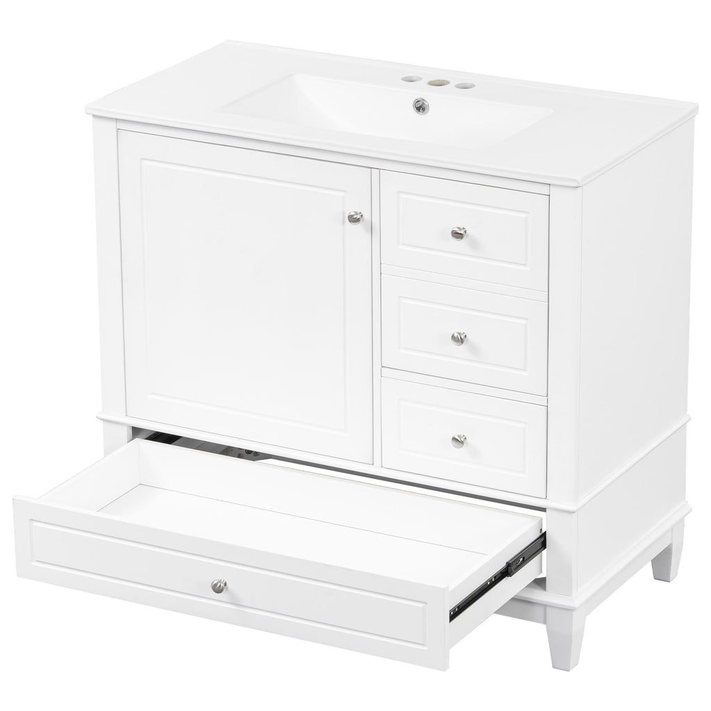 Modern Bathroom Vanity With Sink, 3 Drawers & Cabinet