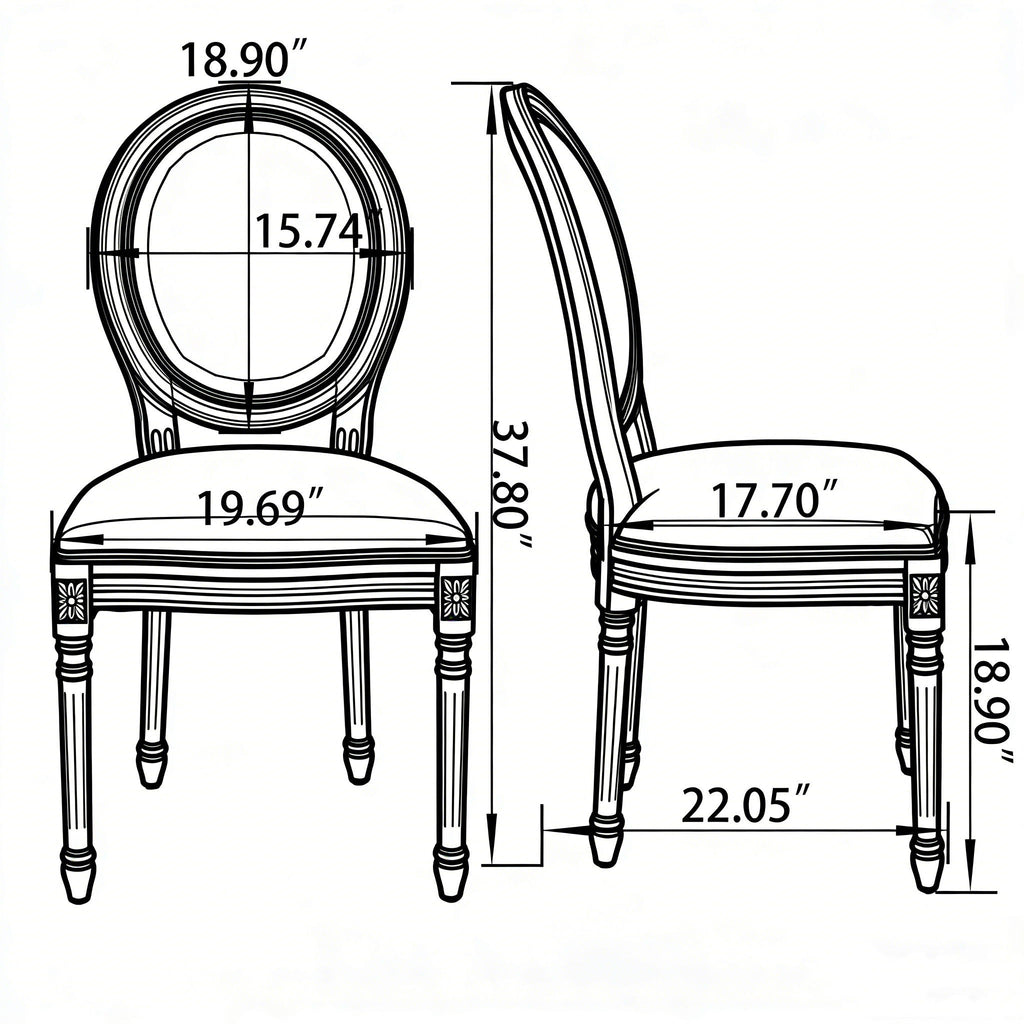 Upholstered & Round Back Dining Chairs (Set of 2)