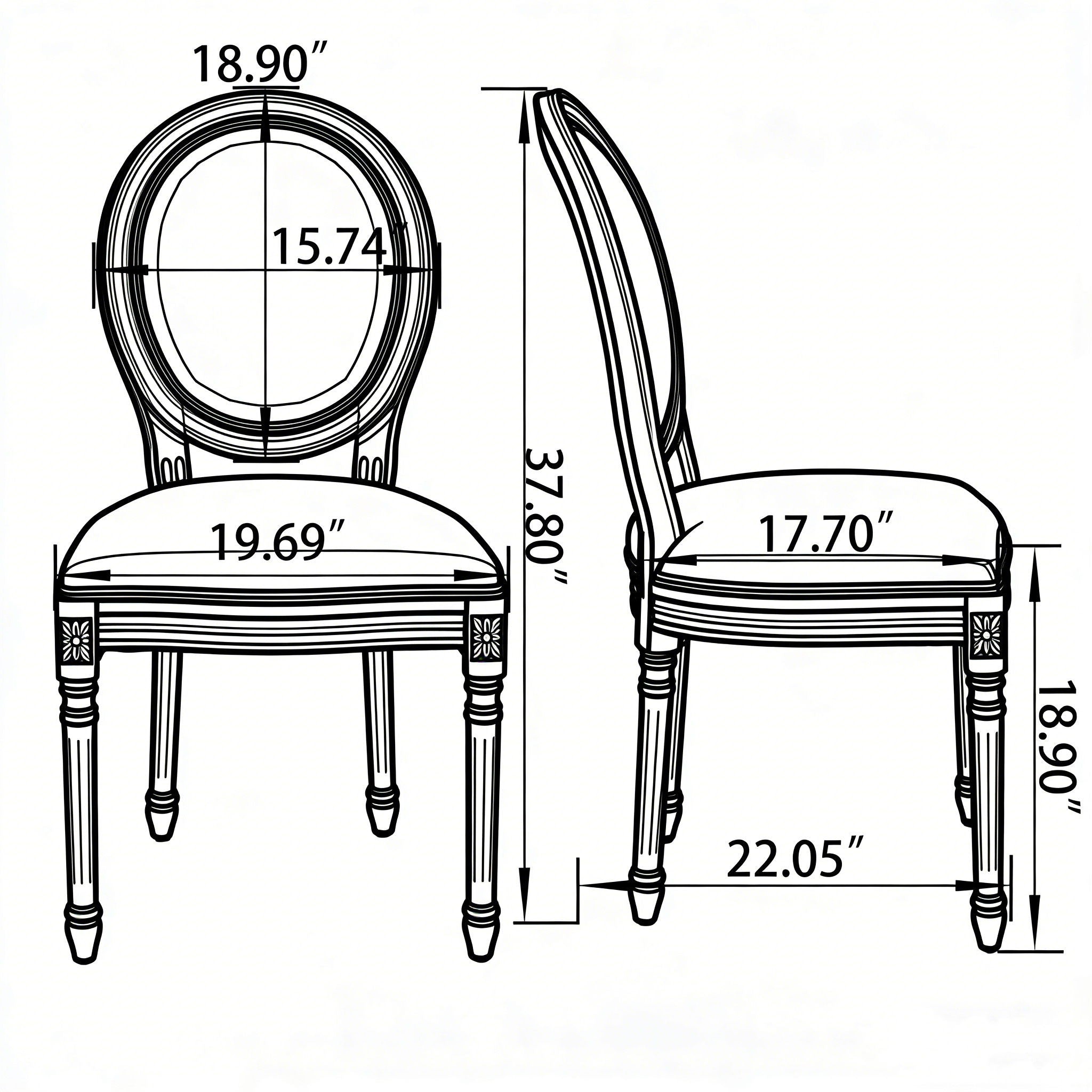 Upholstered & Round Back Dining Chairs (Set of 2)