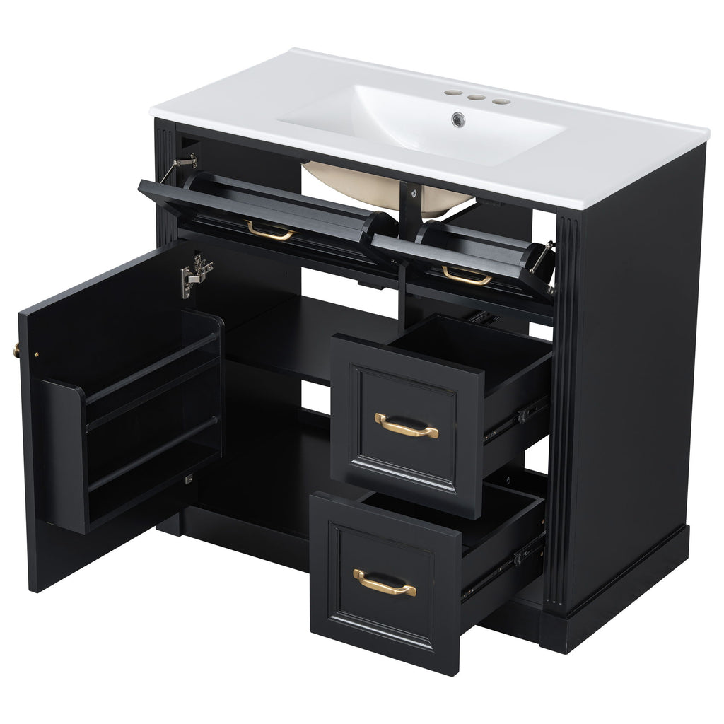 Modern Bathroom Vanity With Sink, 4 Drawers, Soft-Close Door, Adjustable Shelf