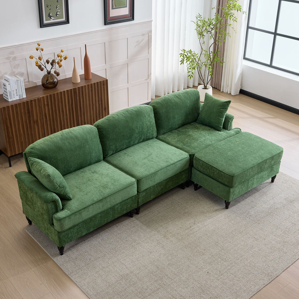 Cloud Sofa With Removable Ruffled Skirt With Ottoman And Flared Arms