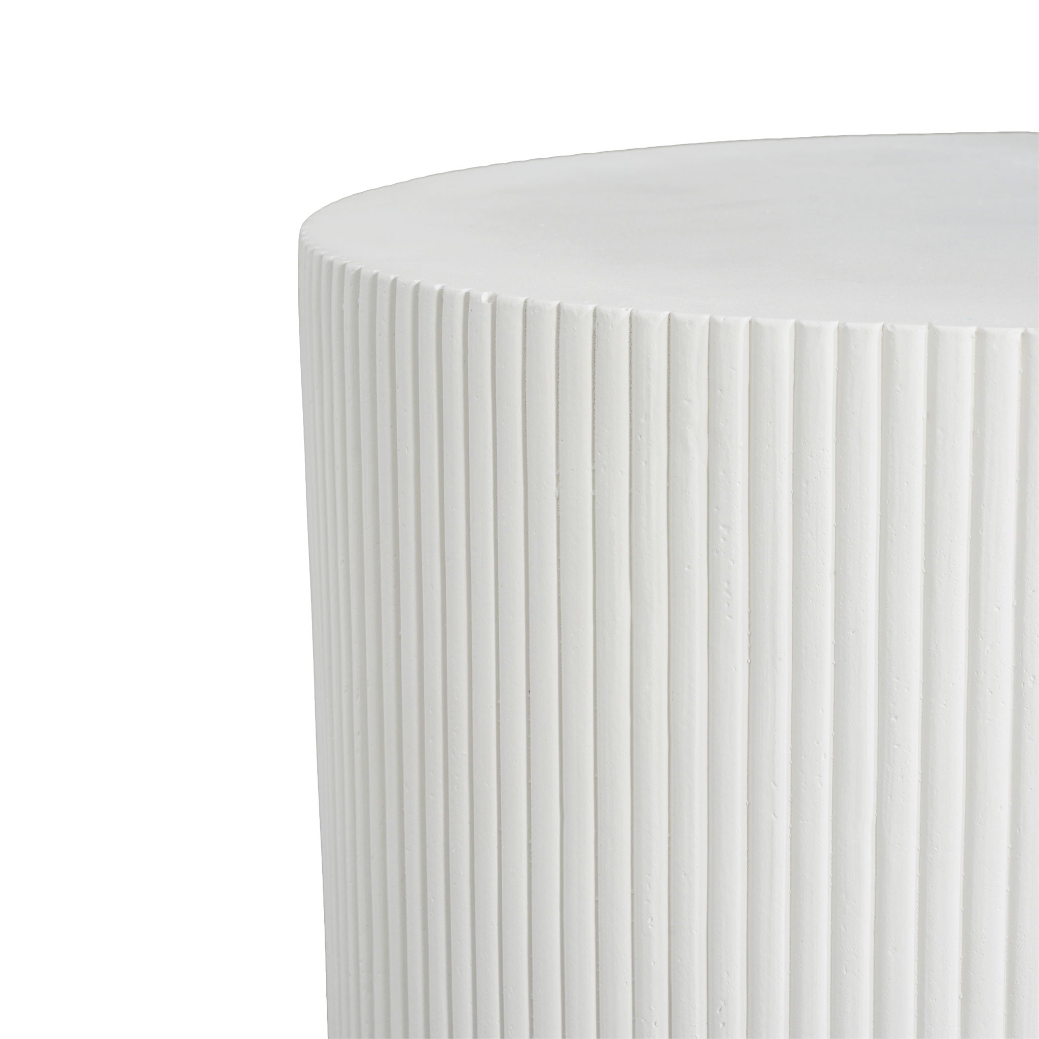 Handmade Side Table With Ribbed Design For Indoor And Outdoor Use - White