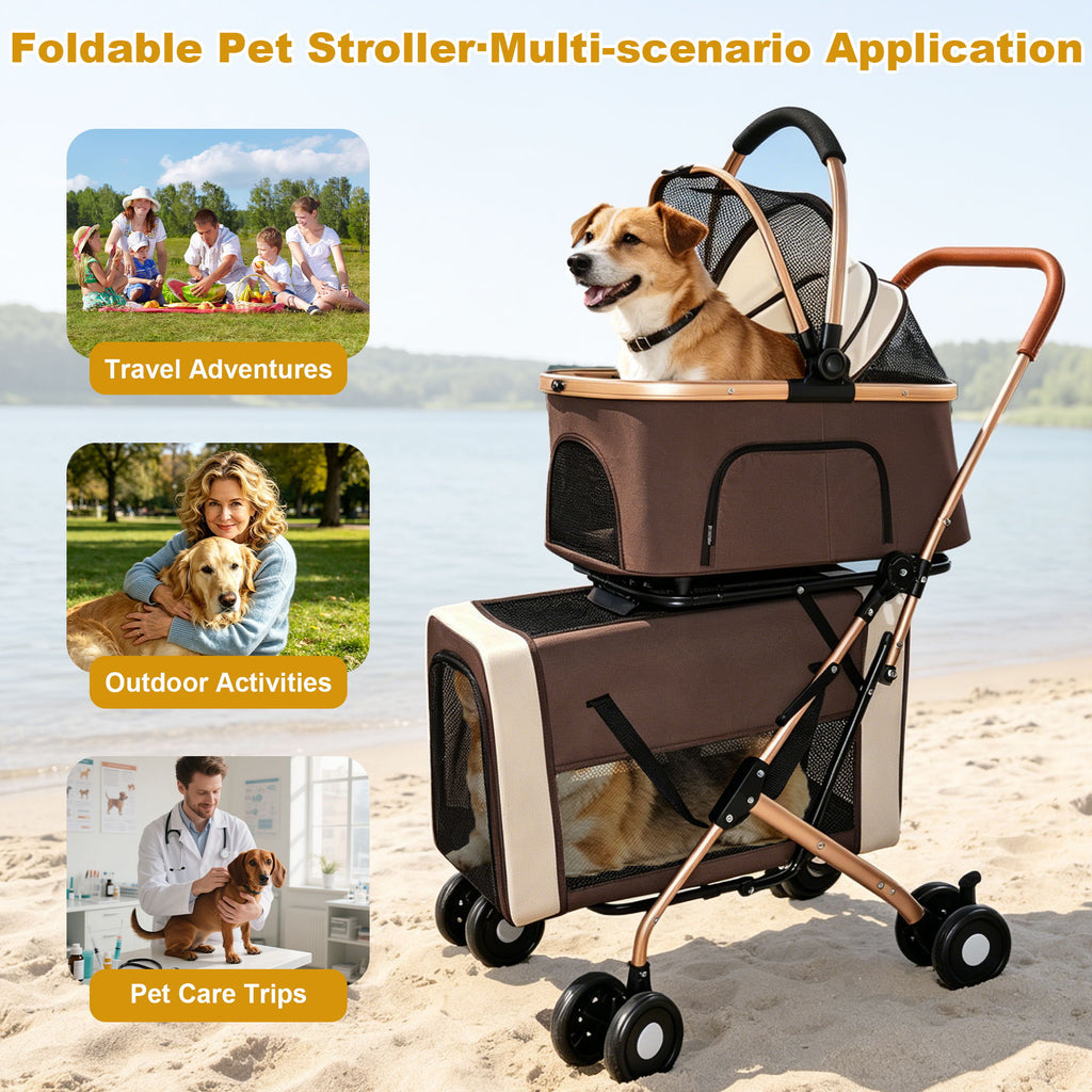 Double Pet Stroller For Dogs And Cats