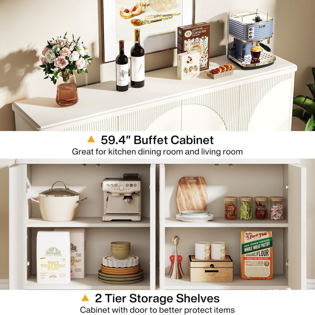 Buffet Sideboard Cabinet With Storage For Dining Room - White