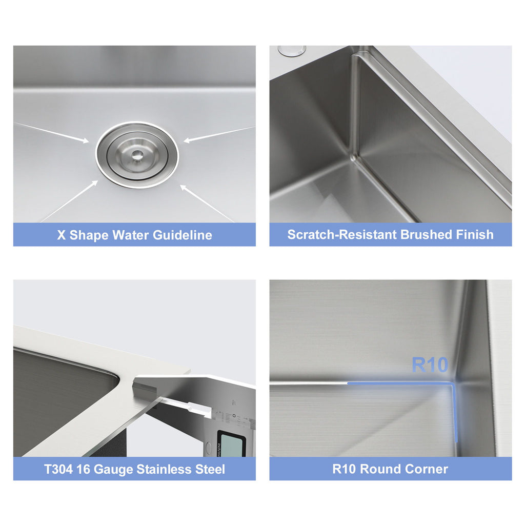 Drop In Kitchen Sink With Pull Down Faucet And Soap Dispenser