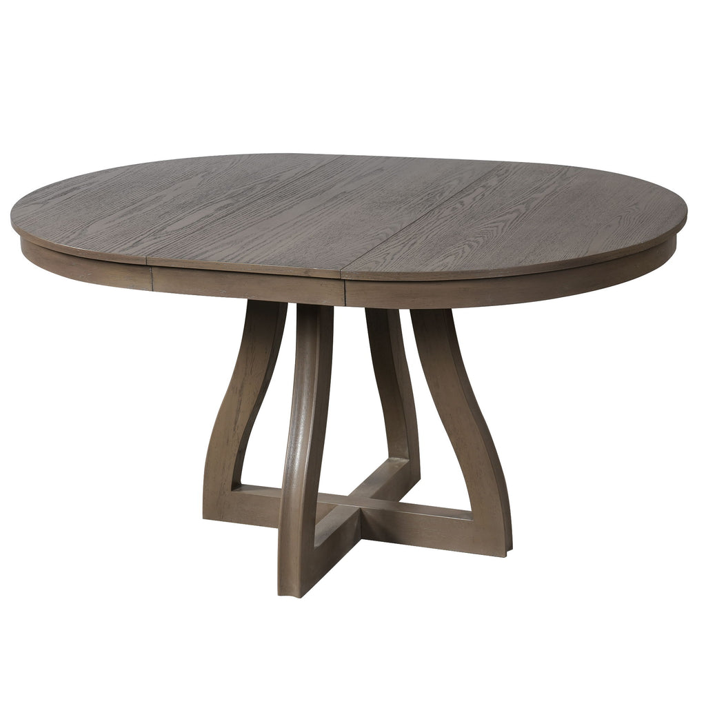 Round Extendable Dining Tabl, Middle Leaf, Curved Legs