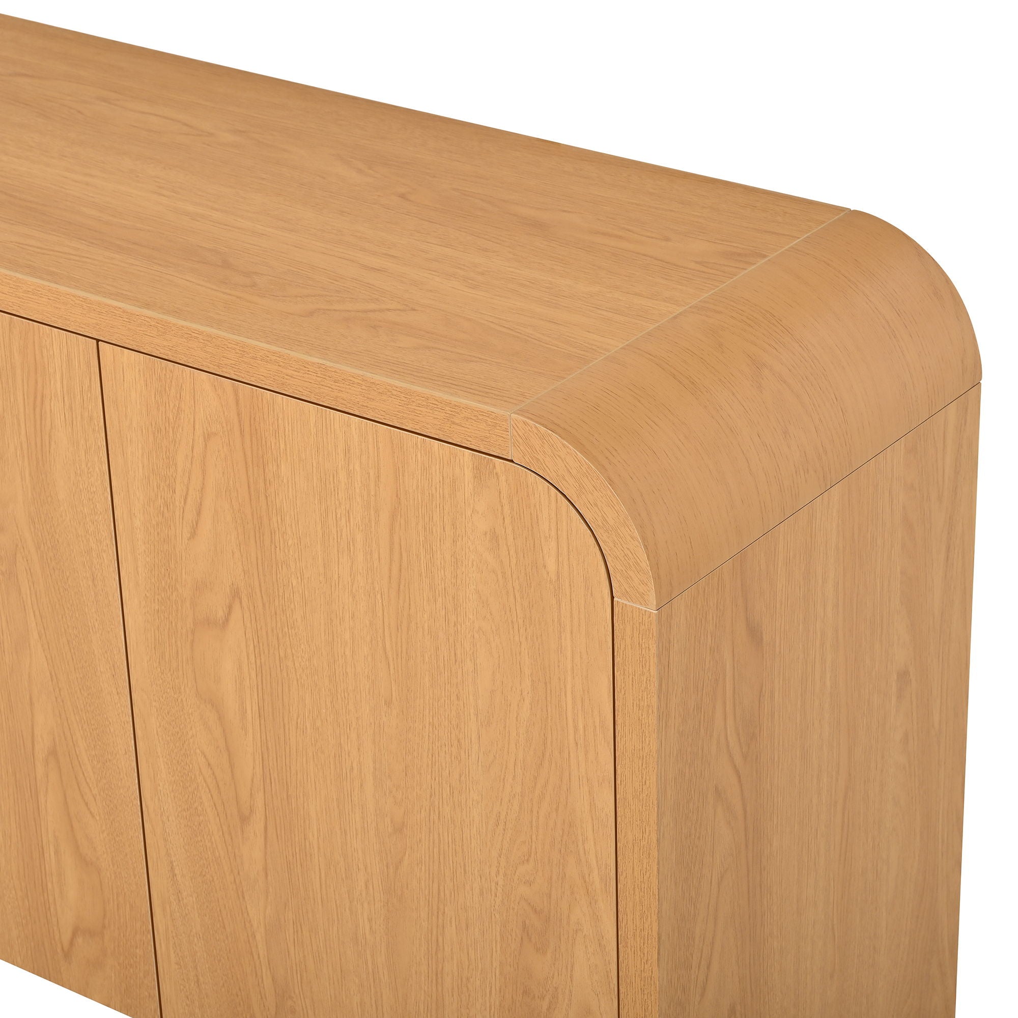 Curved Edge TV Stand With Large Cabinets