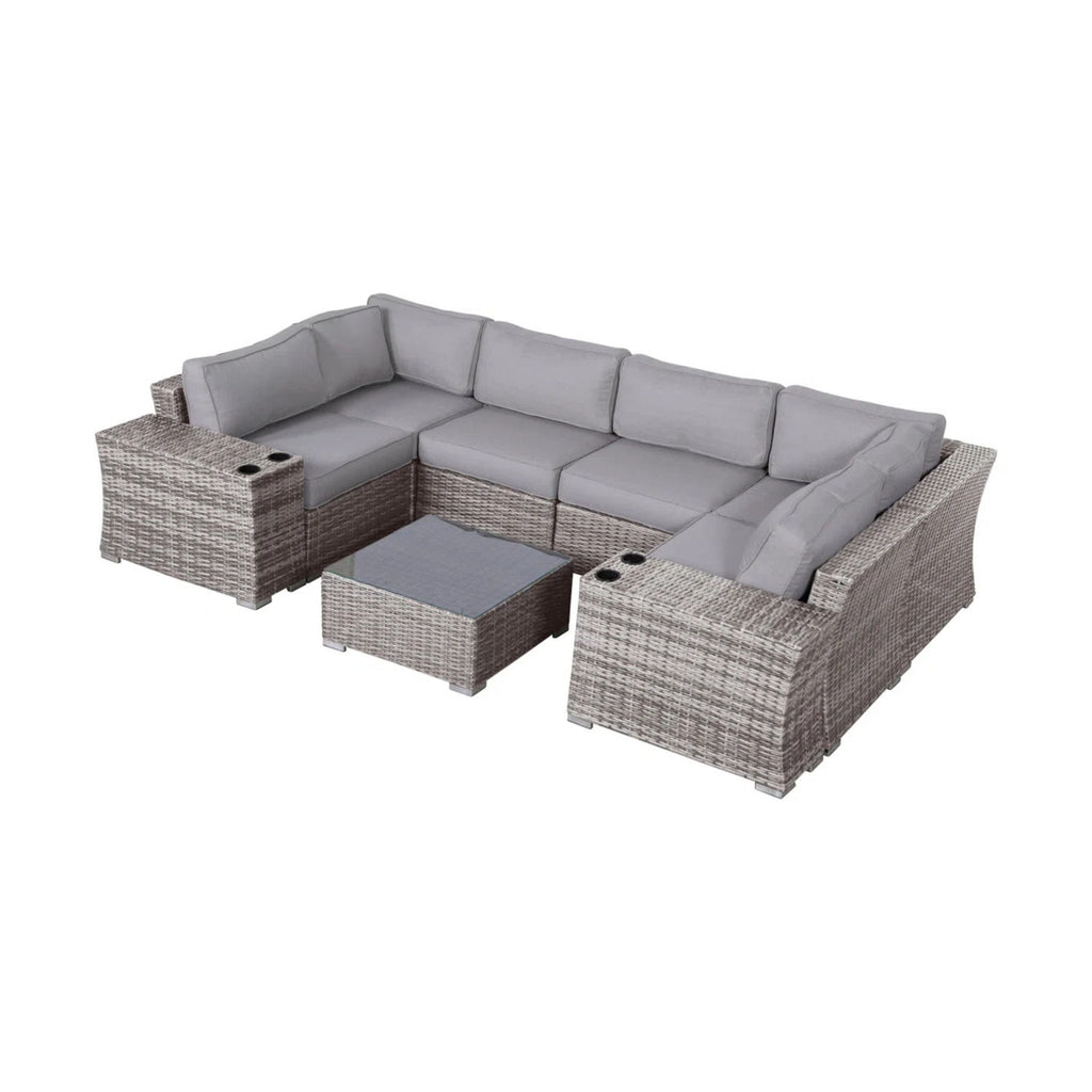4 Person Patio Seating Set With Cushions, All Weather - Gray