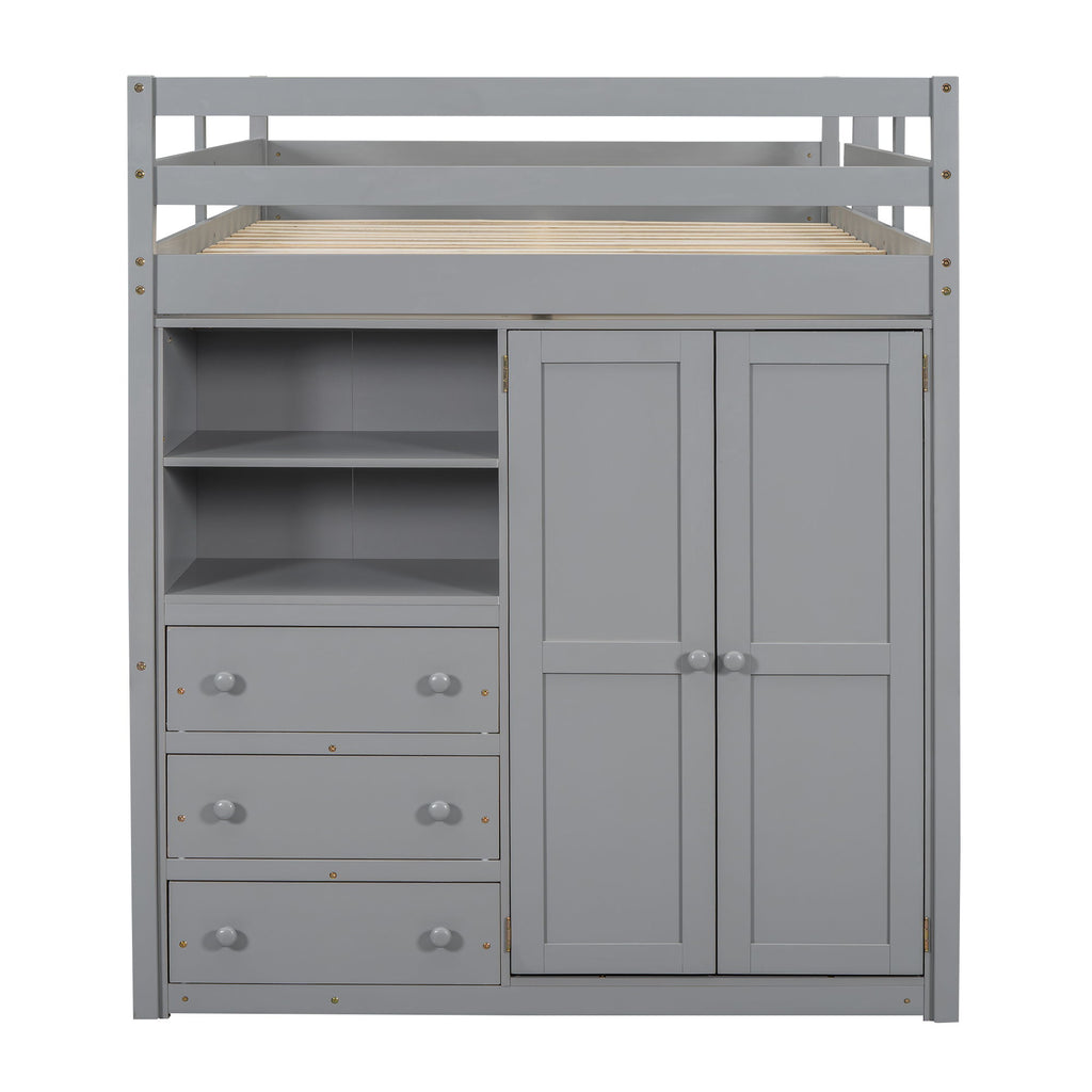 Loft Bed With Built In Wardrobe, Shelves And Drawers
