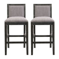 Bar Stools (Set of 2), Rubber Wood Frame, Retro Bar Chairs Suitable For Kitchen Island - Black / Gray