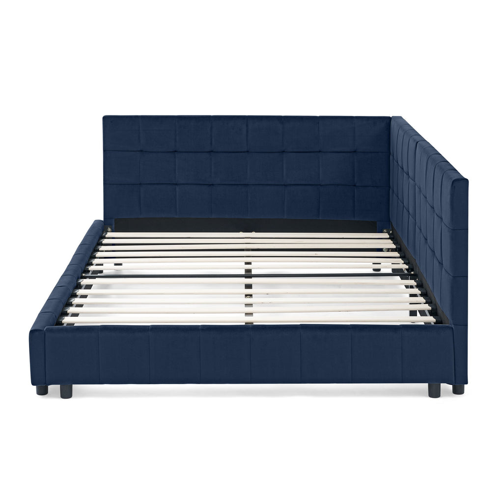 Elegant Design Storage Upholstered Tufted Bed Frame With Backrest And Armrests