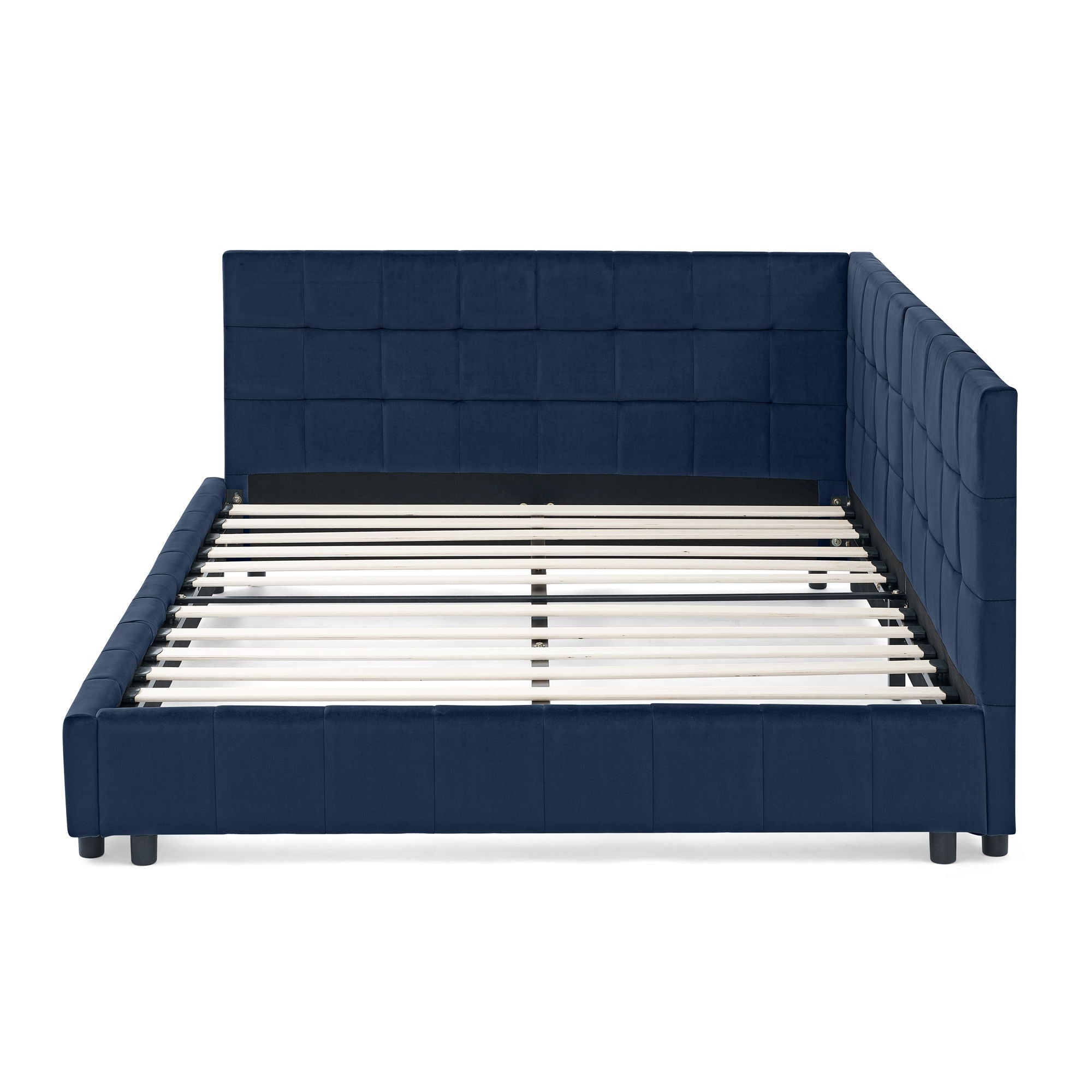 Elegant Design Storage Upholstered Tufted Bed Frame With Backrest And Armrests