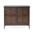 Bar Table With Slat Panel Design - Dark Brown