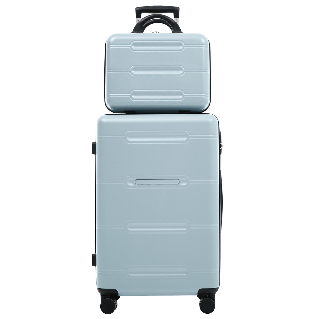 6 Piece Lightweight Hardshell Luggage Set With Double Spinner Wheels, Password Lock
