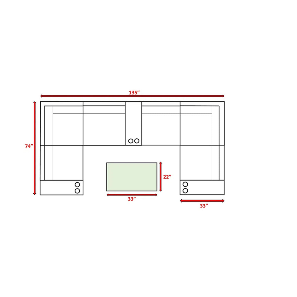 Winsford - Rattan Sectional Seating Group With Cushions, 4 Person Capacity - Espresso