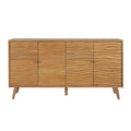 4 Door Sideboard, Wavy Pattern Doors, Adjustable Shelves - Natural