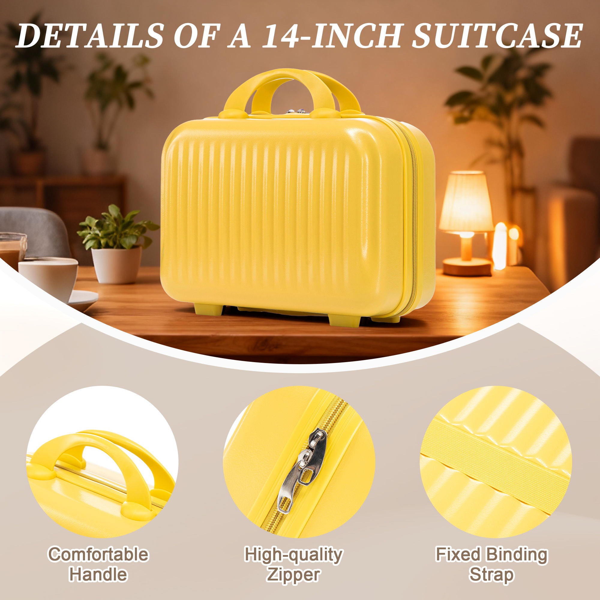 Luggage Set With Cosmetic Case, Combination Lock, Front Opening Design