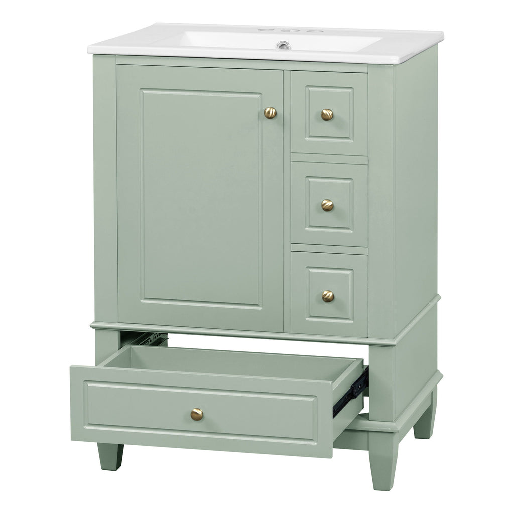 Modern Bathroom Vanity With Sink, Freestanding Cabinet With Drawers And Storage Shelves