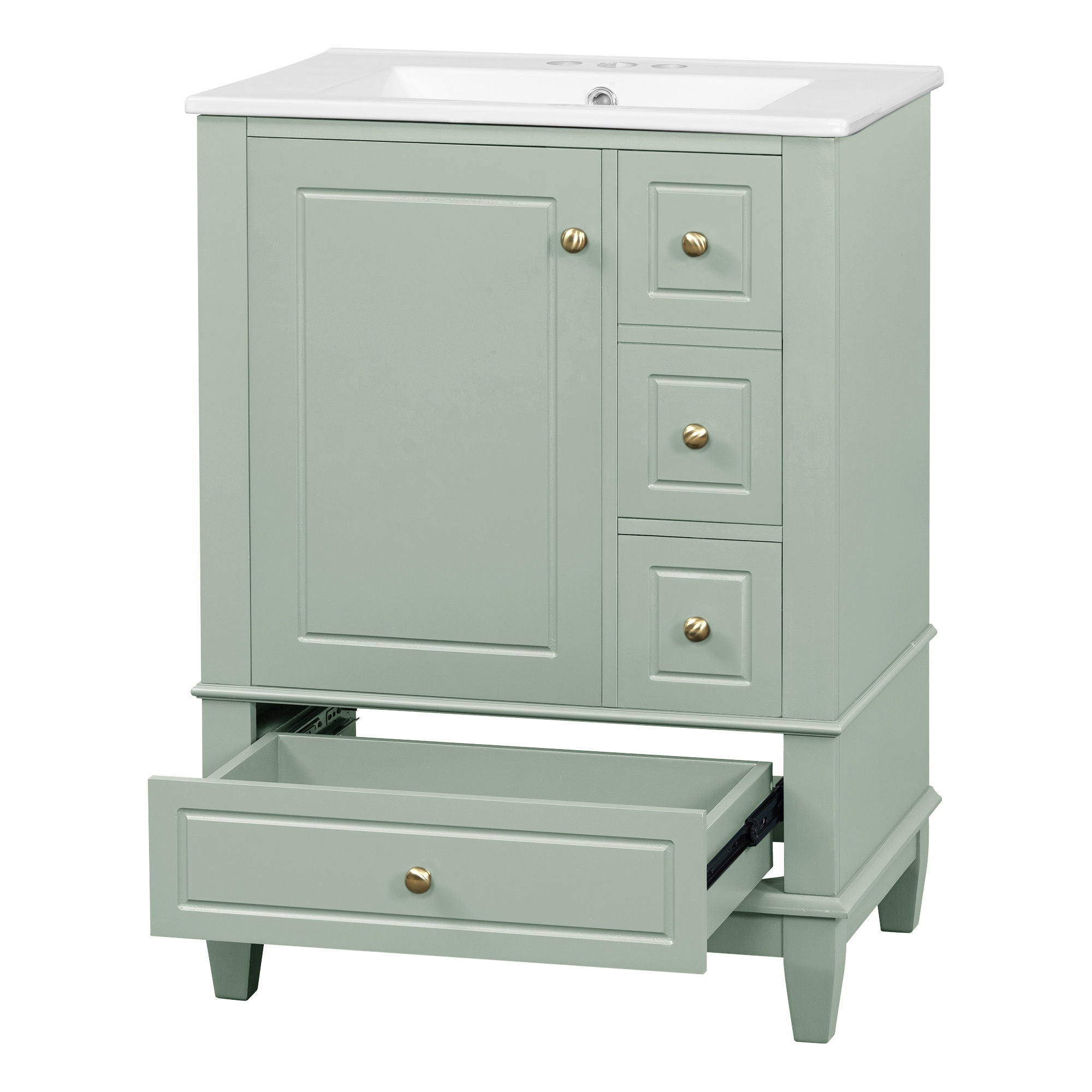 Modern Bathroom Vanity With Sink, Freestanding Cabinet With Drawers And Storage Shelves