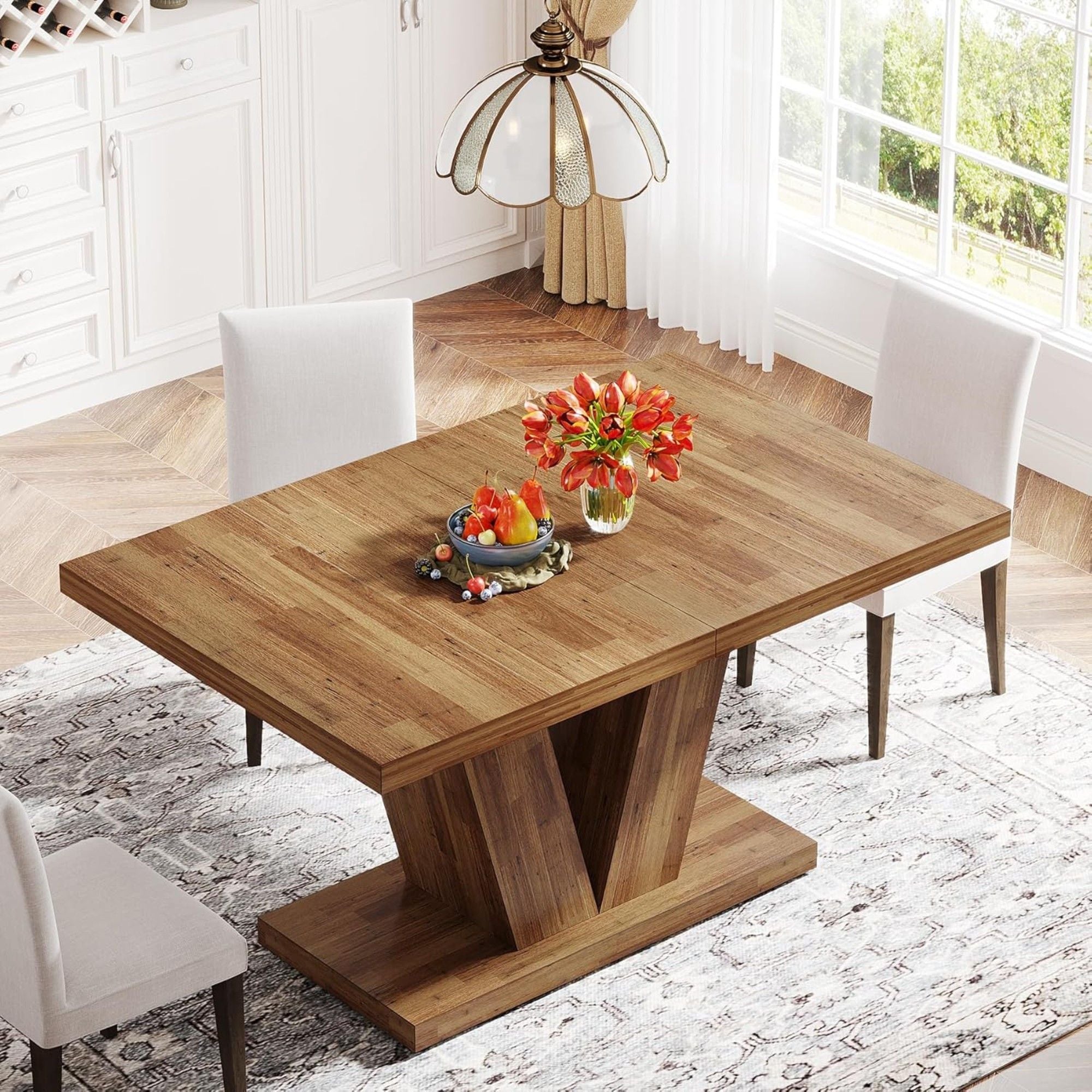 Dining Table With Pedestal Base For 4 - 6 People