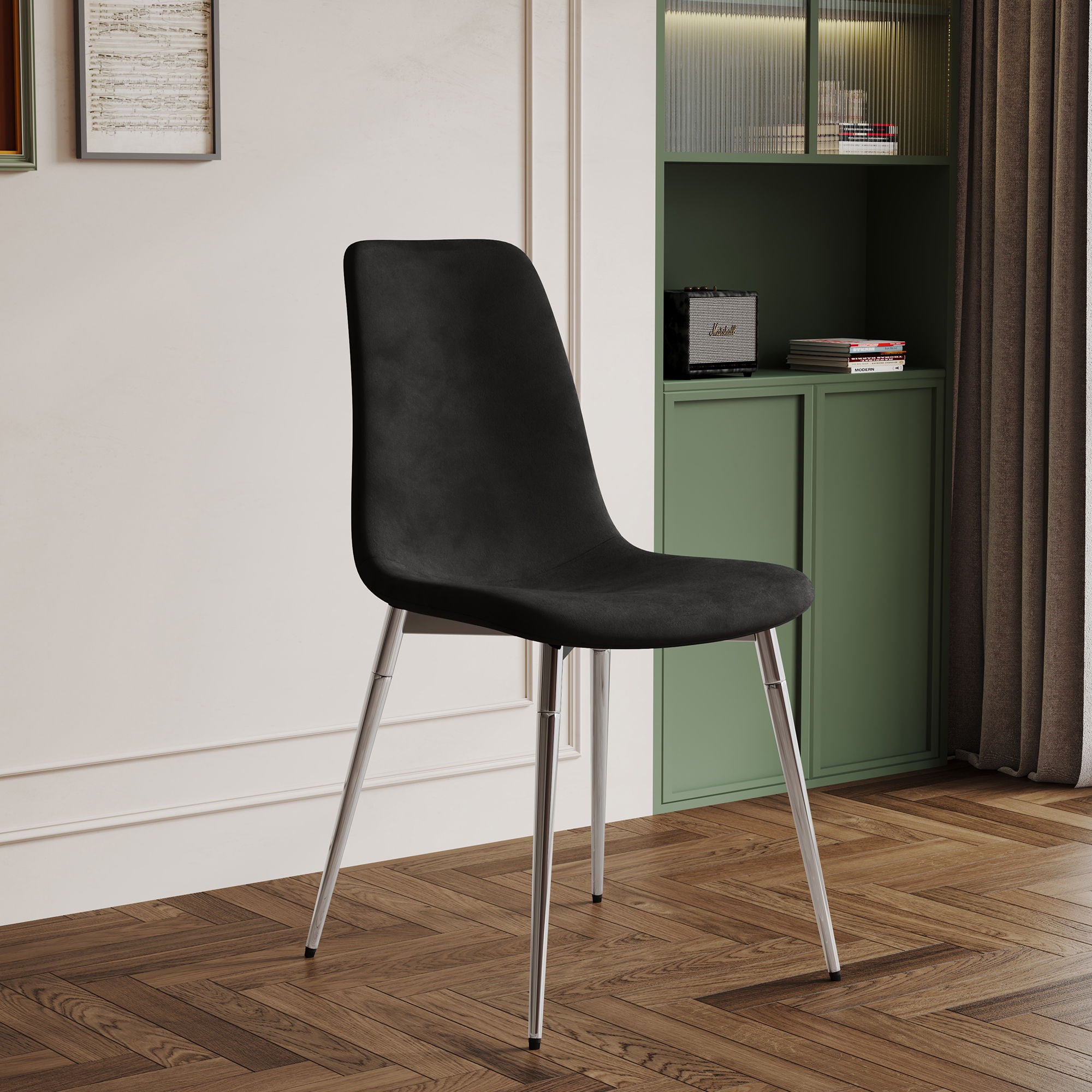 Dining Chairs, Upholstered Armless Accent Chairs, Classical Appearance And Metal Legs (Set of 4)