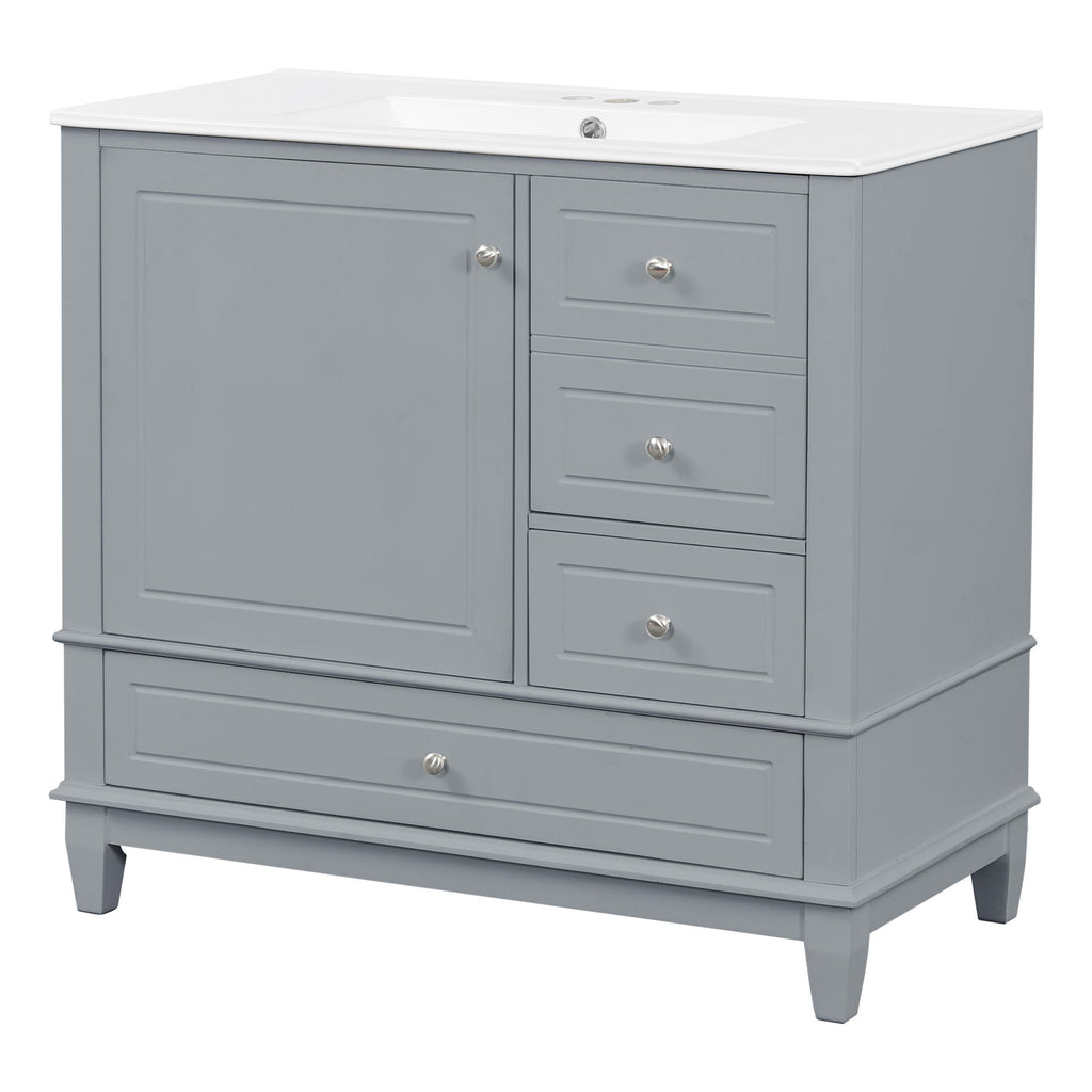 Modern Bathroom Vanity With Sink, 3 Drawers & Cabinet
