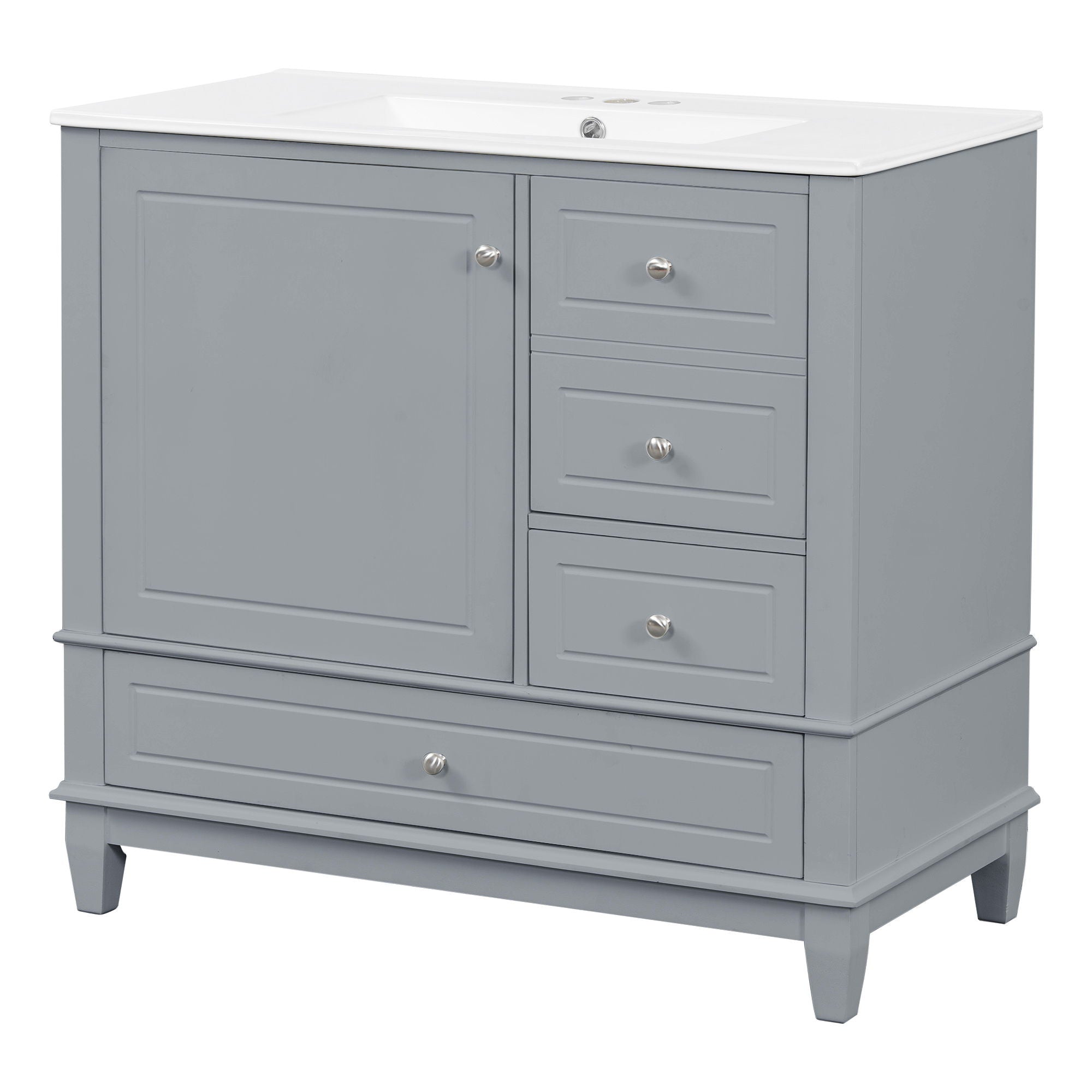 Modern Bathroom Vanity With Sink, 3 Drawers & Cabinet