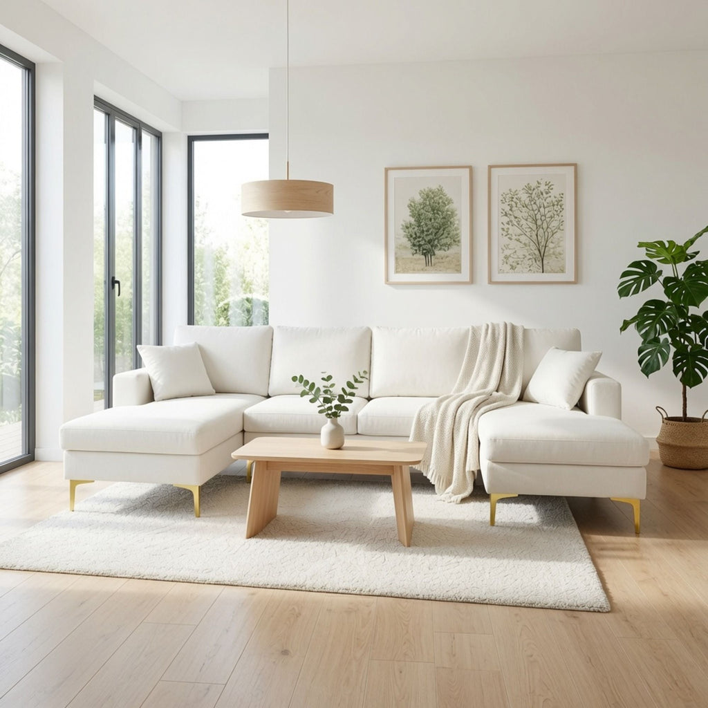 U - Shaped Sectional Sofa With Double Chaise