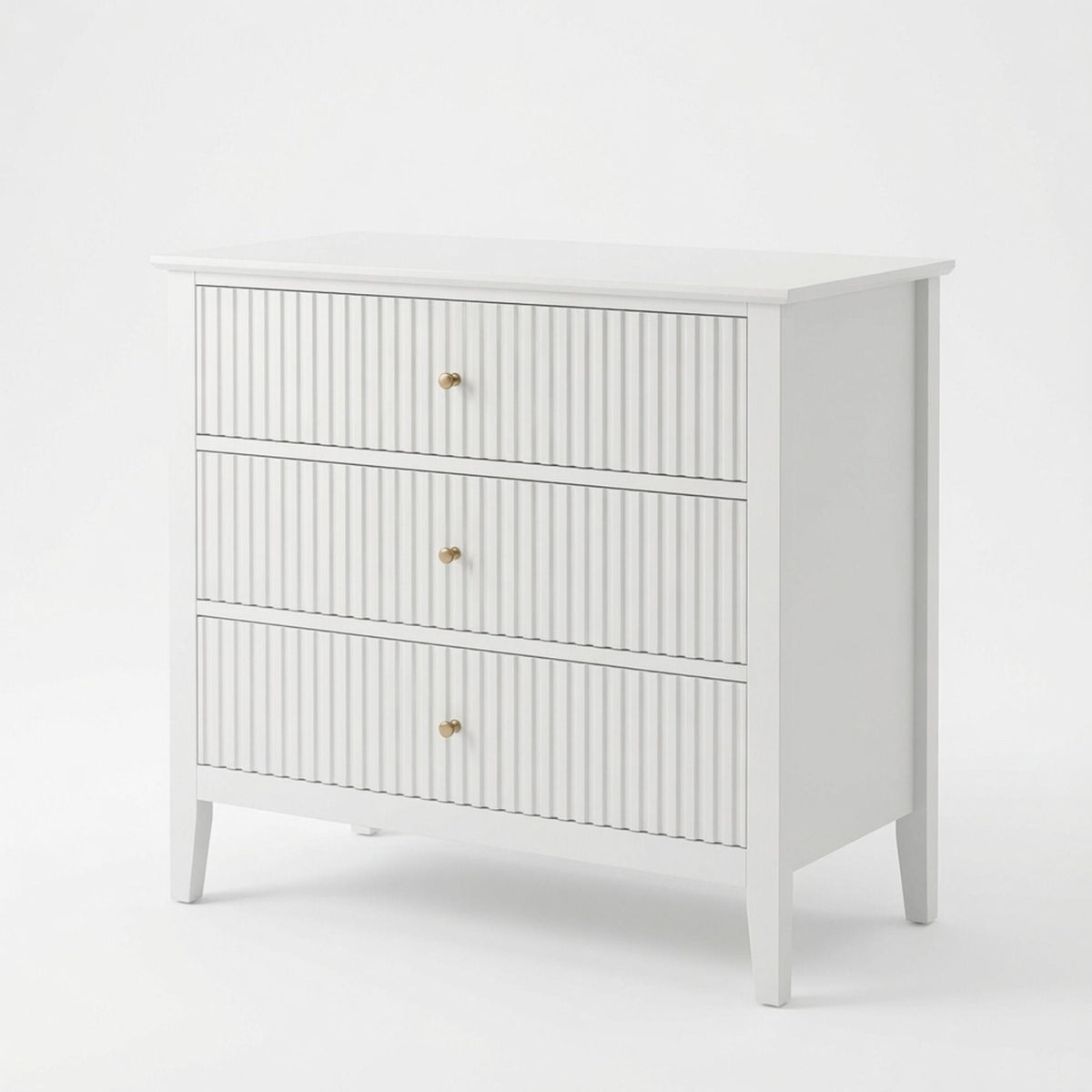 3 Drawer Nightstand, Wide With Soft Close Slides - White