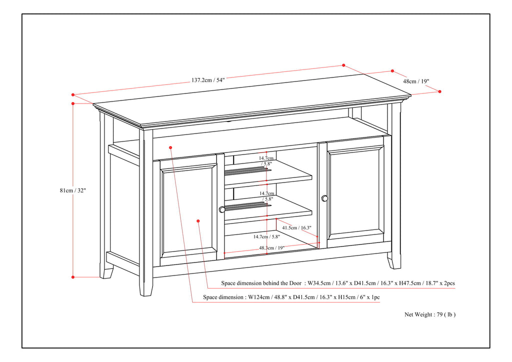 Amherst - TV Media Stand, Handcrafted