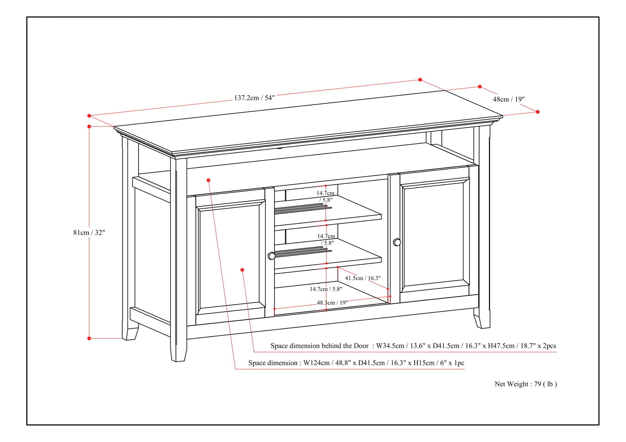 Amherst - TV Media Stand, Handcrafted