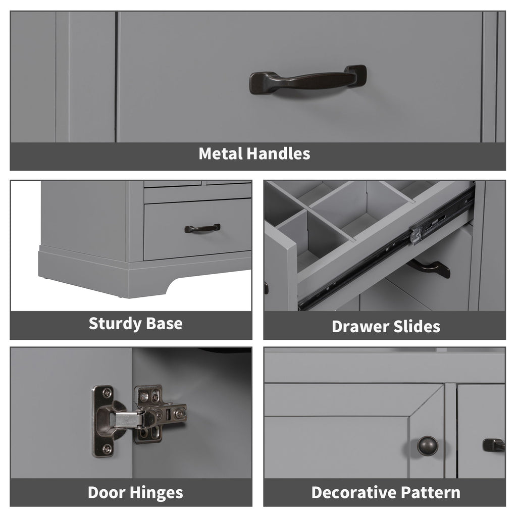 Modern Bathroom Vanity With Sink, 6 Drawers, Adjustable Shelf