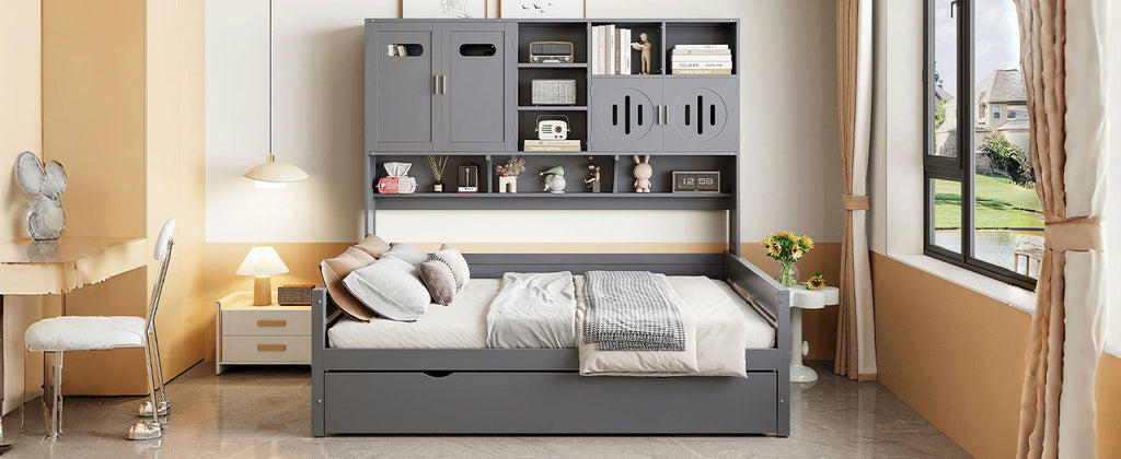 Daybed & All-In-One Cabinet And Shelf