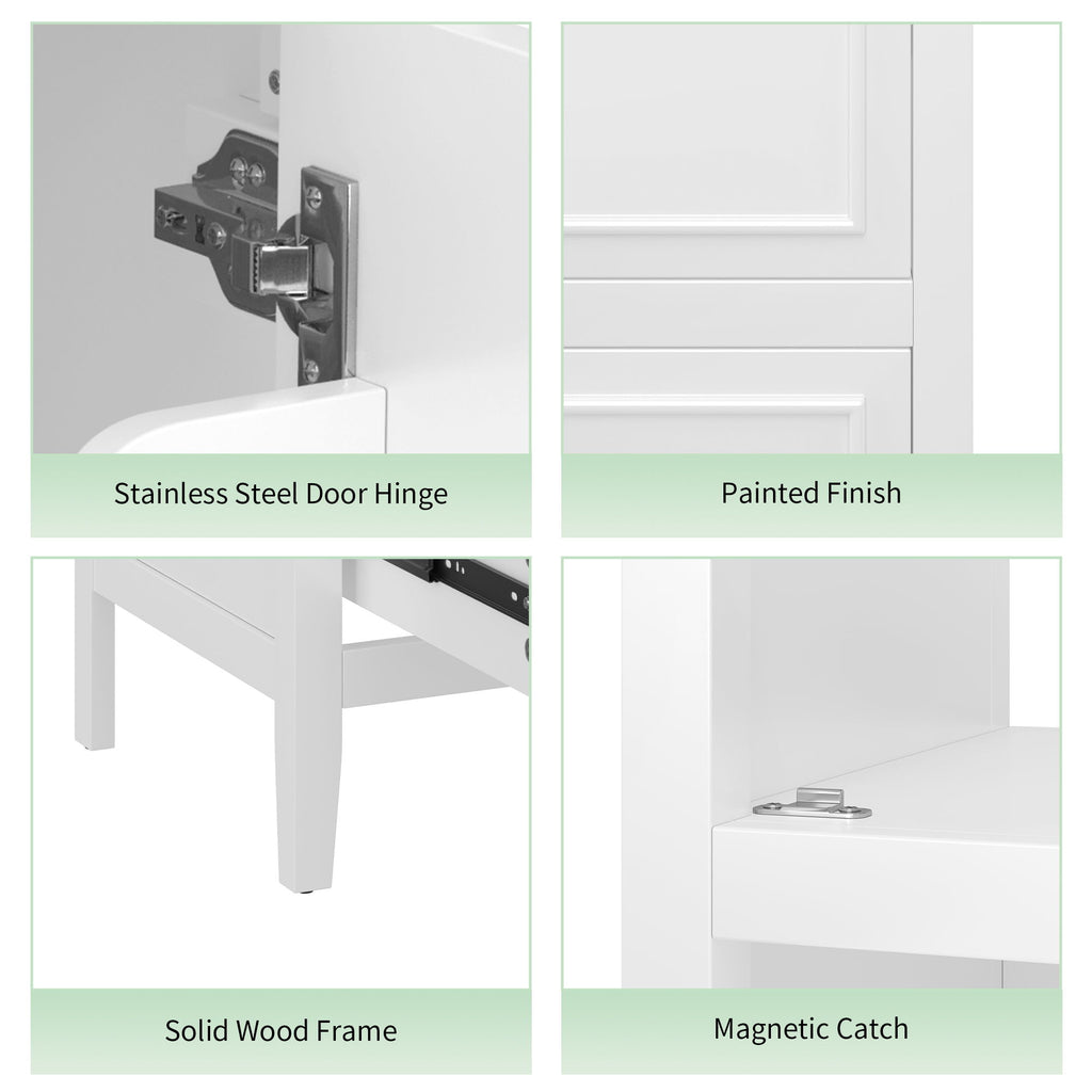 Bathroom Vanity With Sink, Adjustable Feet, 1 Drawer And Door Shelf Storage - White