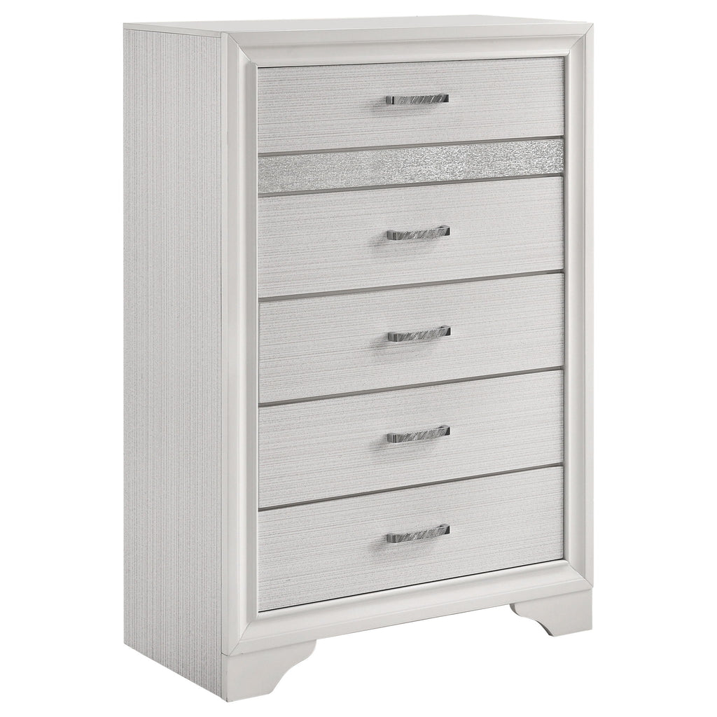 Modern Bedroom Set With Upholstered Headboard And Textured Storage