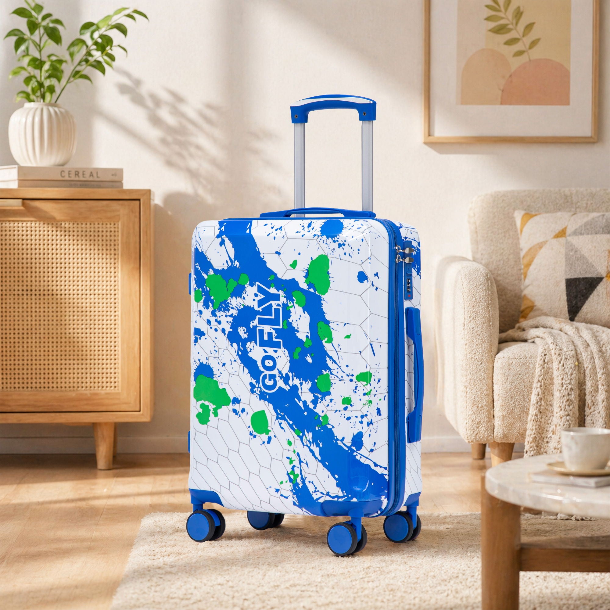 Luggage With Combination Lock, Lightweight Carry-On Suitcase