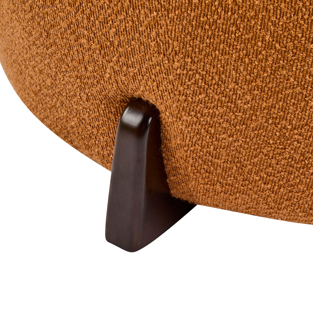 Modish - Round Ottoman - Natural Wood / Pumpkin Orange