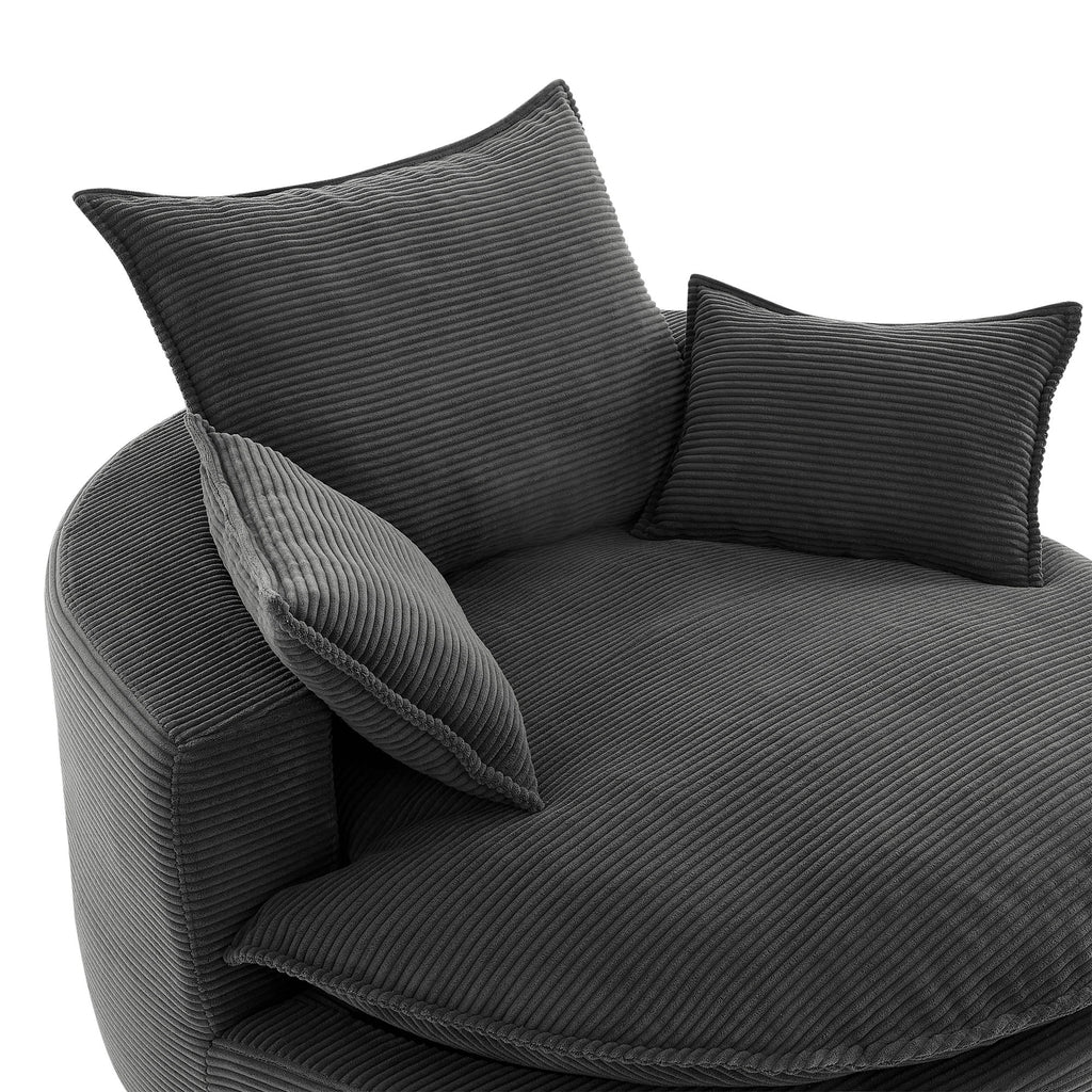 360° Swivel Accent Barrel Chair With Dual Layer Cushion And 3 Removable Pillows