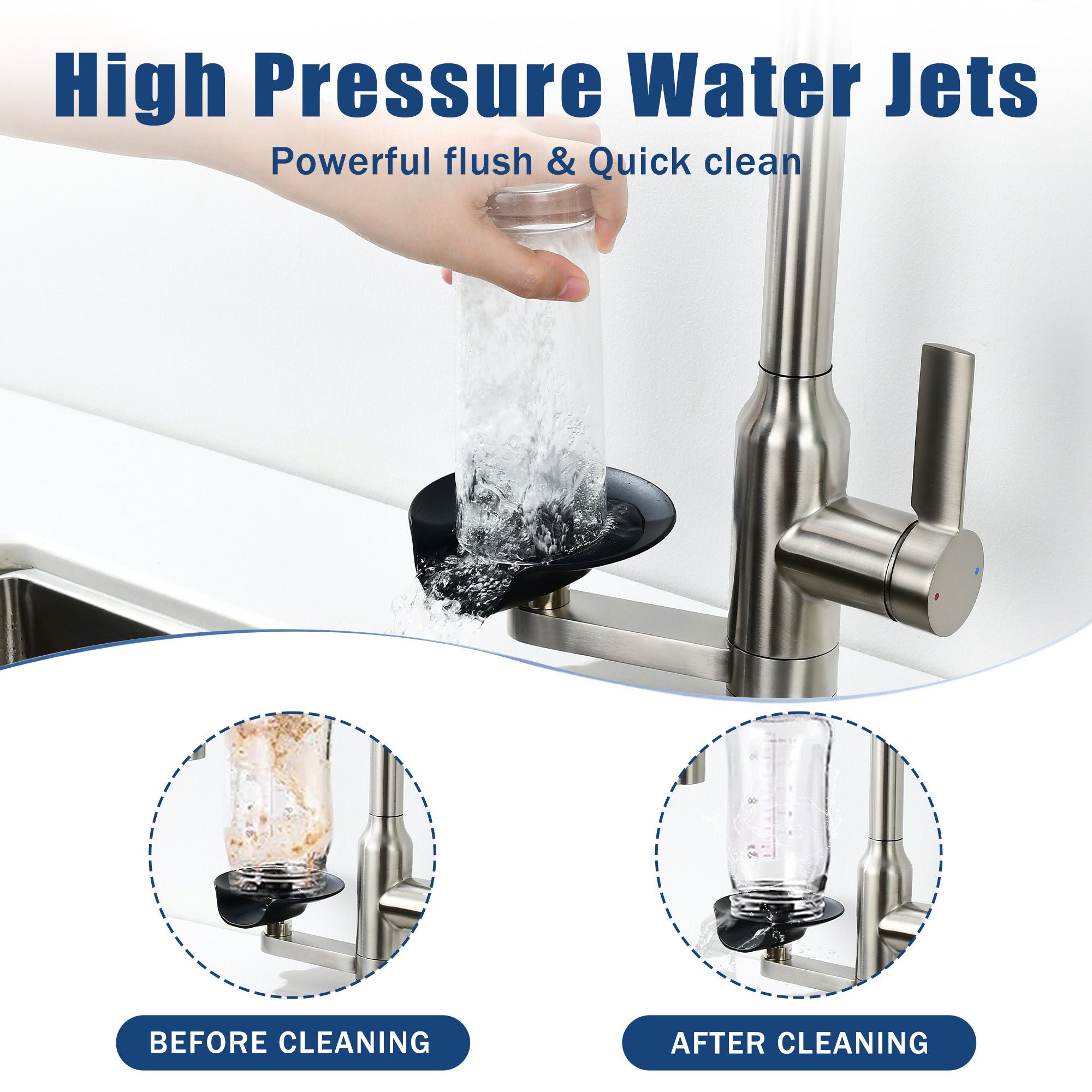 Kitchen Faucet With Magnetic Pull Out Sprayer, 360 Degree Swivel Single Handle High Arc Kitchen Sink Faucet With Glass Rinser - Brushed Nickel